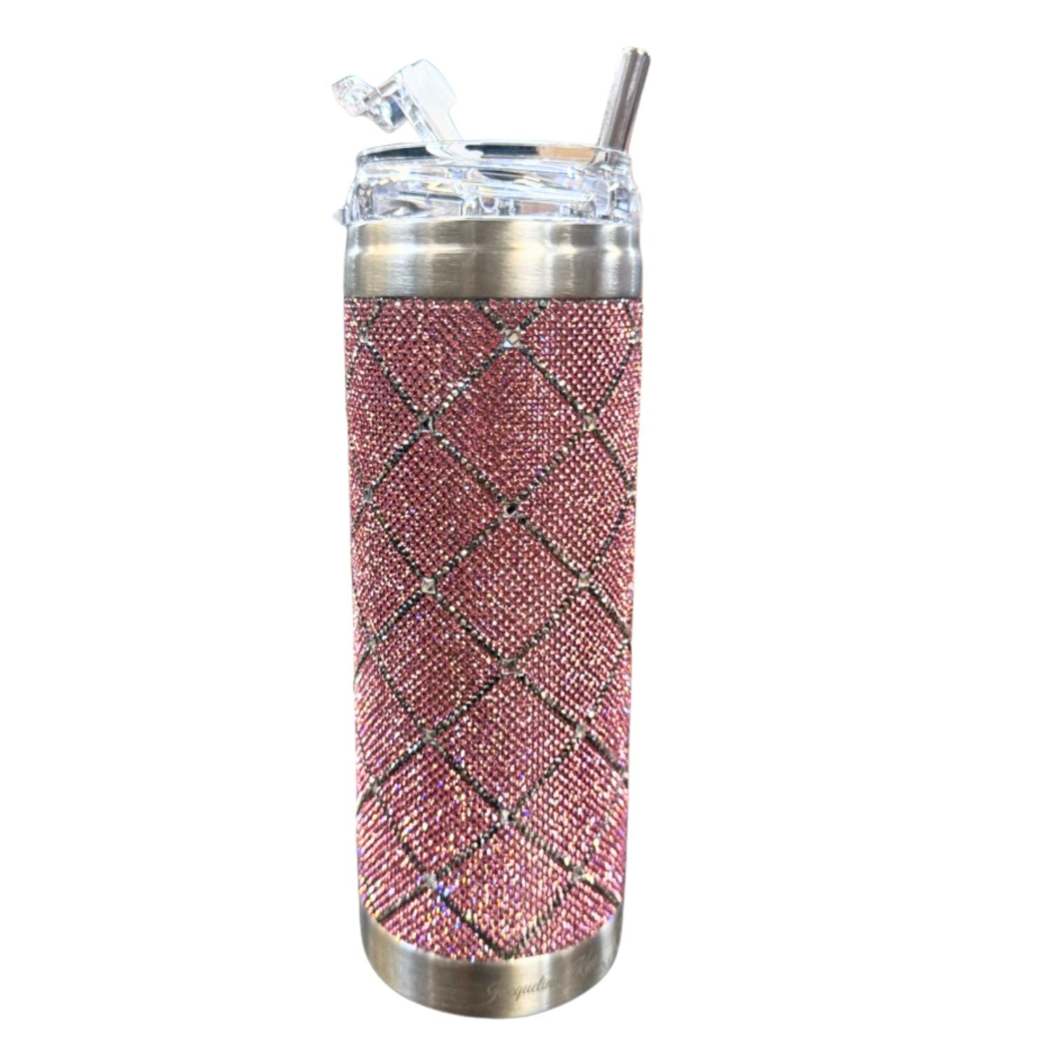 Jacqueline Kent Crystal Cross 20 oz Crystal Drink Tumbler, Pink/Silver