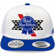 Hooey Men's Pabst Blue Ribbon PBR Trucker Snapback Hat, White/Blue