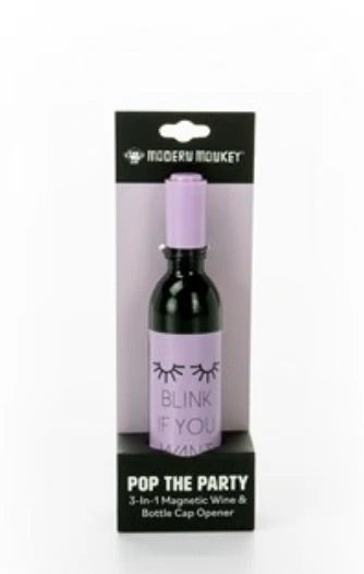 Modern Monkey Pop The Party 3-in-1 Magnetic Wine & Bottle Cap Opener