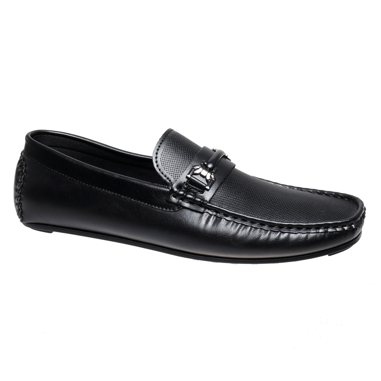 Marco Ferrara Mens Prat-2 PU Leather Business Casual Moccasin- Black