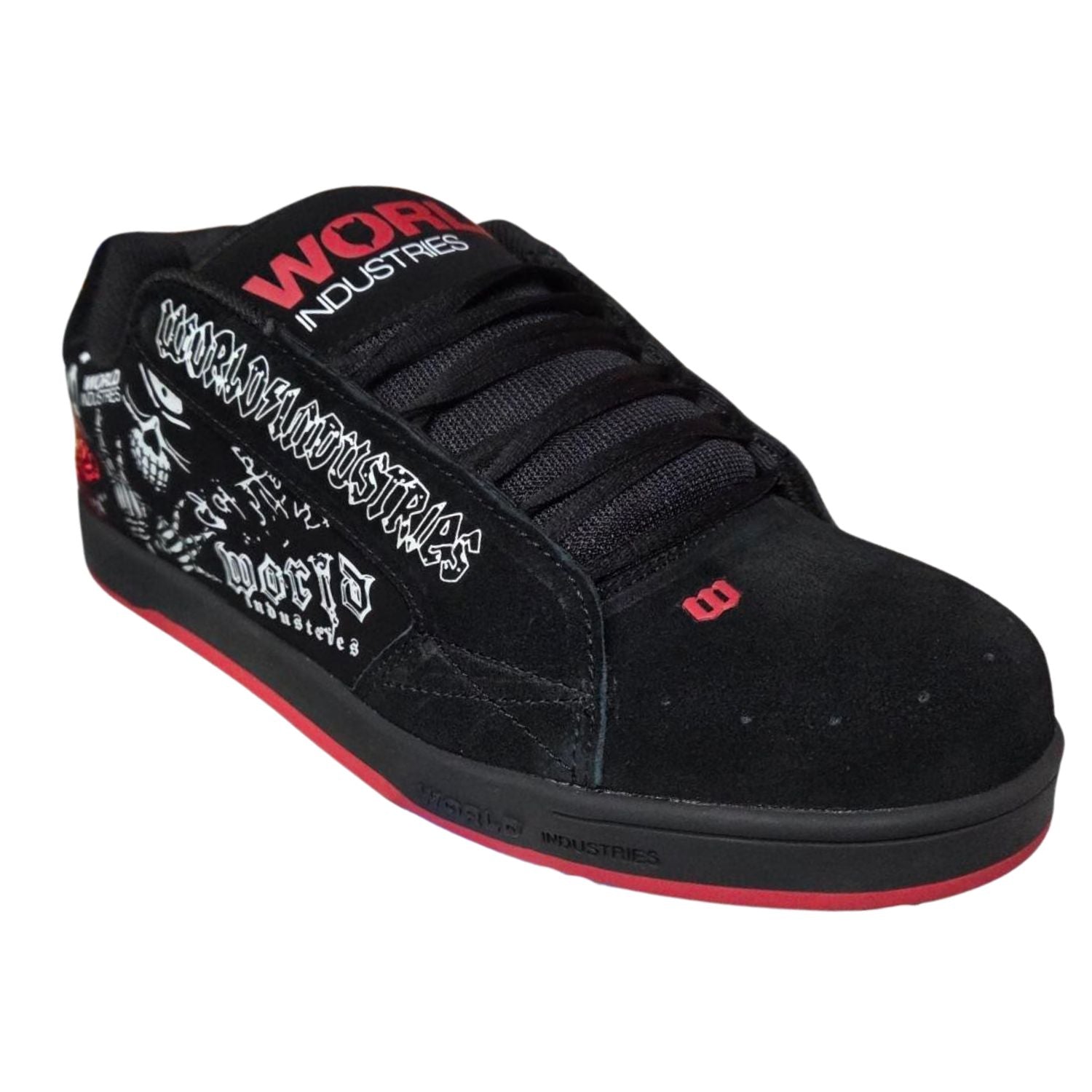 World Industries Mens Smith Skateboard Shoes, Black/White/Red