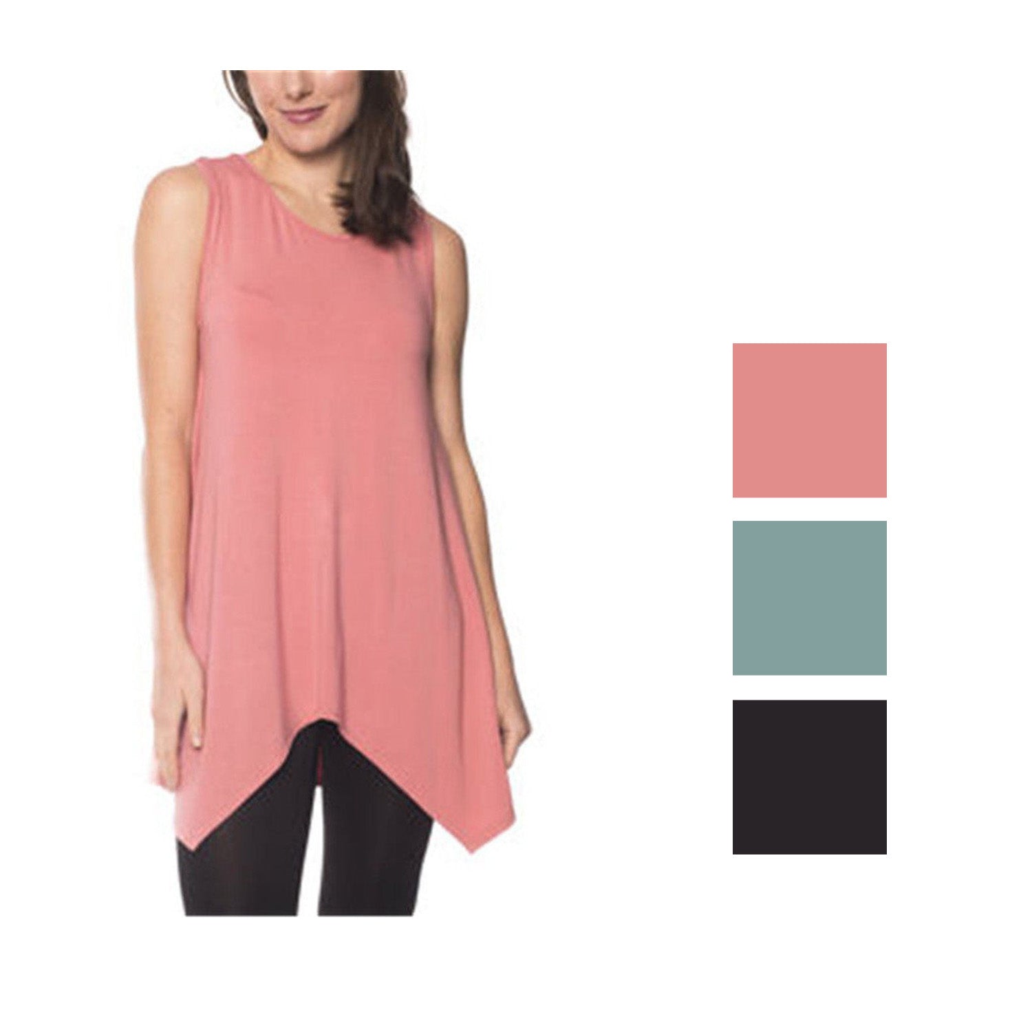 Beatrix OST Womens Sleeveless Soft Jersey Knit Tunic Top