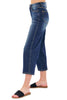 Judy Blue Womens Mid Rise Tummy Control Wide Leg Cropped Jeans