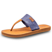 Flojos Womens Grace Slip On Arch Support Hooded Thong Sandal, Denim Metallic