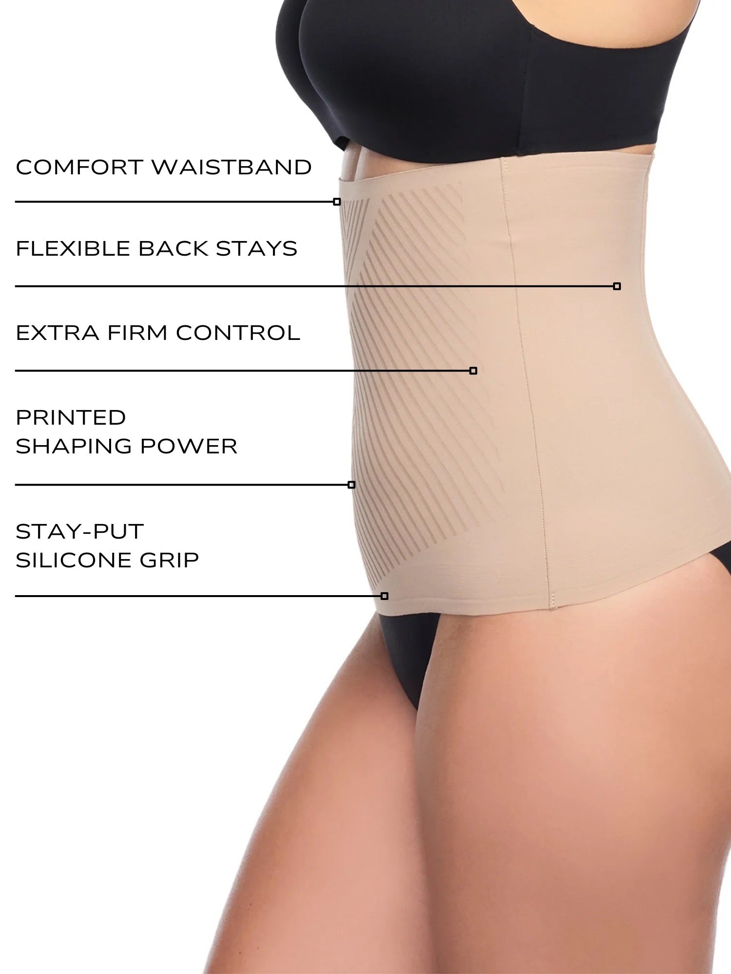TC Fine Intimates Womens Iconic Core Extra-Firm Control Waist Cincher- Black