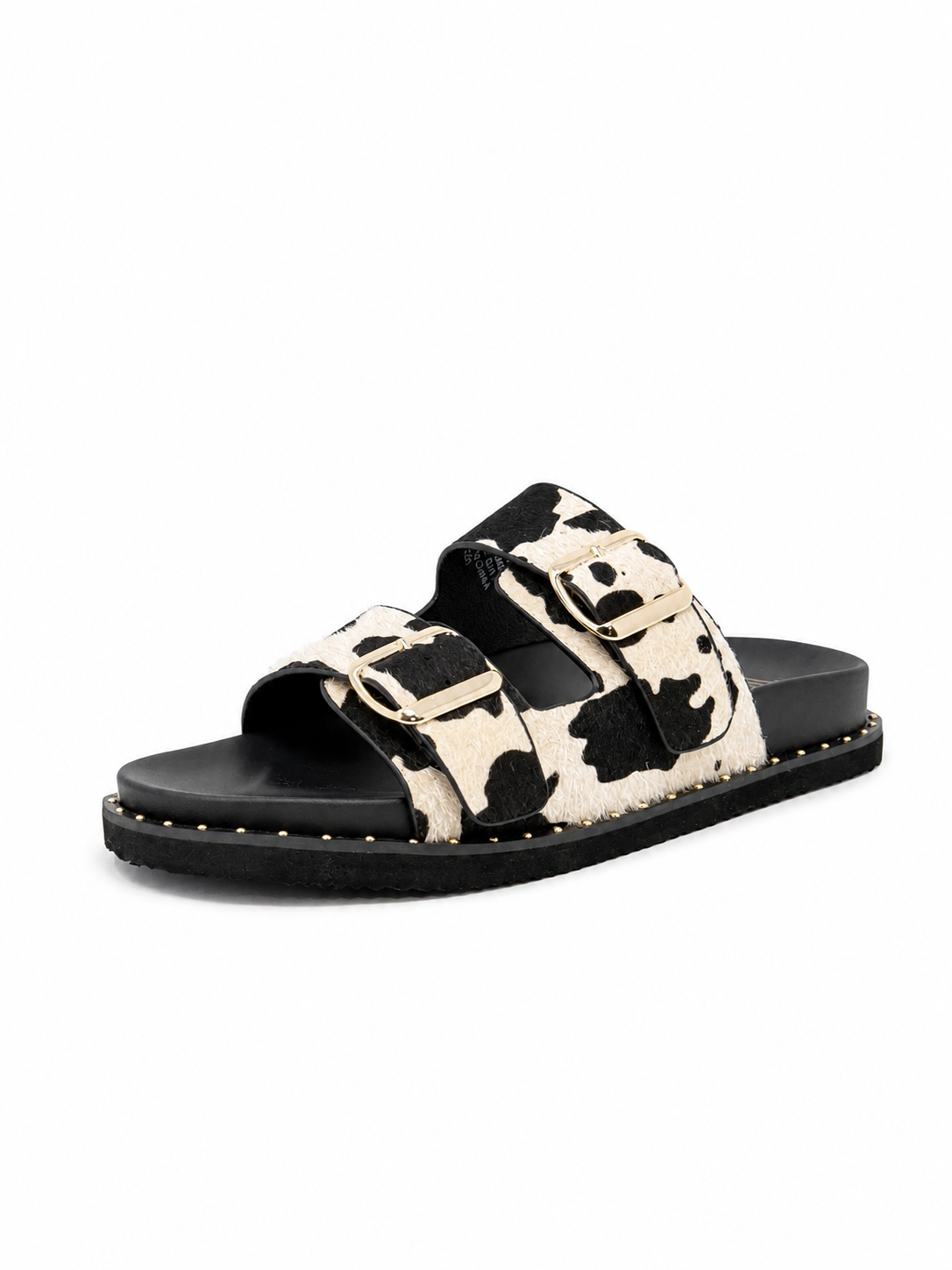 Very G Alma Women's Studded Double Buckle Slide Sandals, Black