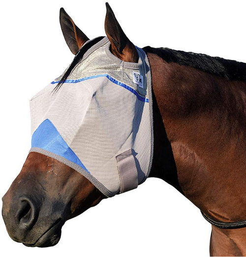 Cashel Crusader Horse Fly Mask, Standard No Ears, Military Support, Blue