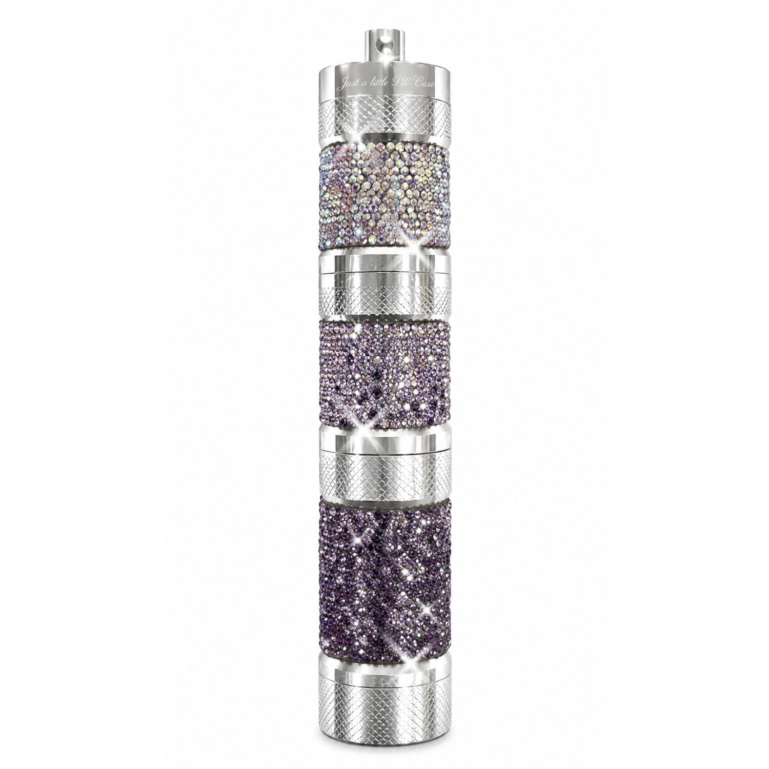 Jacqueline Kent Crystal Embellished Pill Container Keychain – Purple Ombré