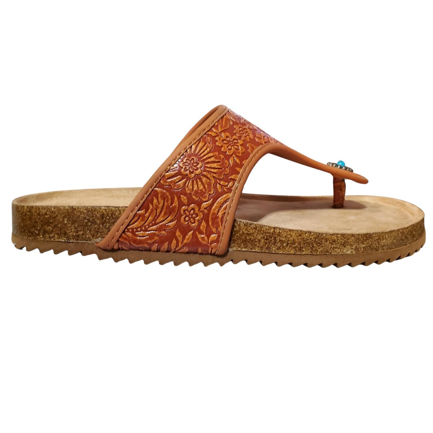 Very G Womens Danni 2 Floral Detail Fashion Flip Flop Sandal, Rust