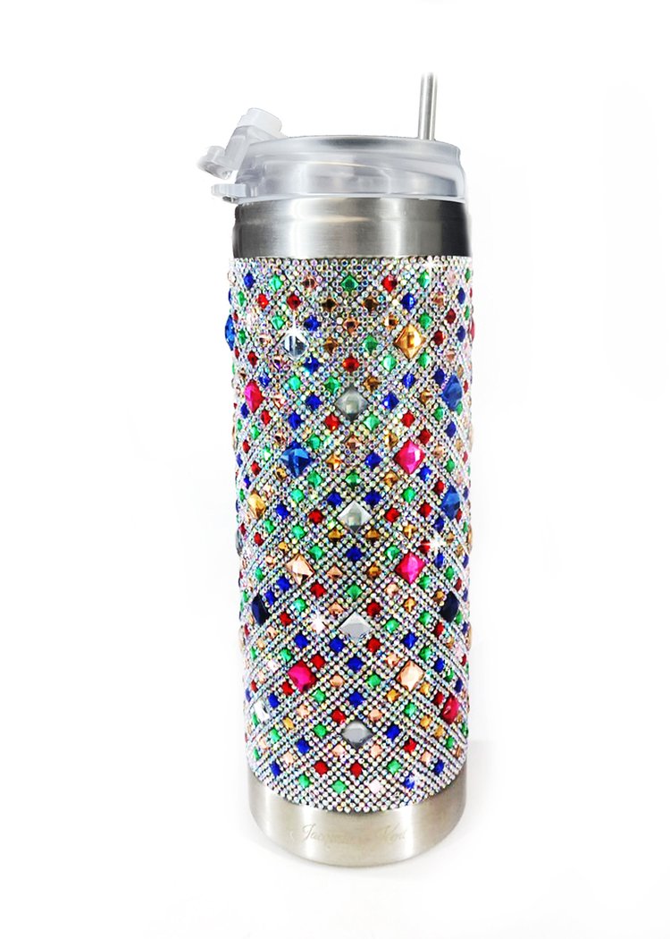 Jacqueline Kent Rhinestone 20oz Tumbler with Clear Lid, Straw and Gift Bag (Candy Crush)