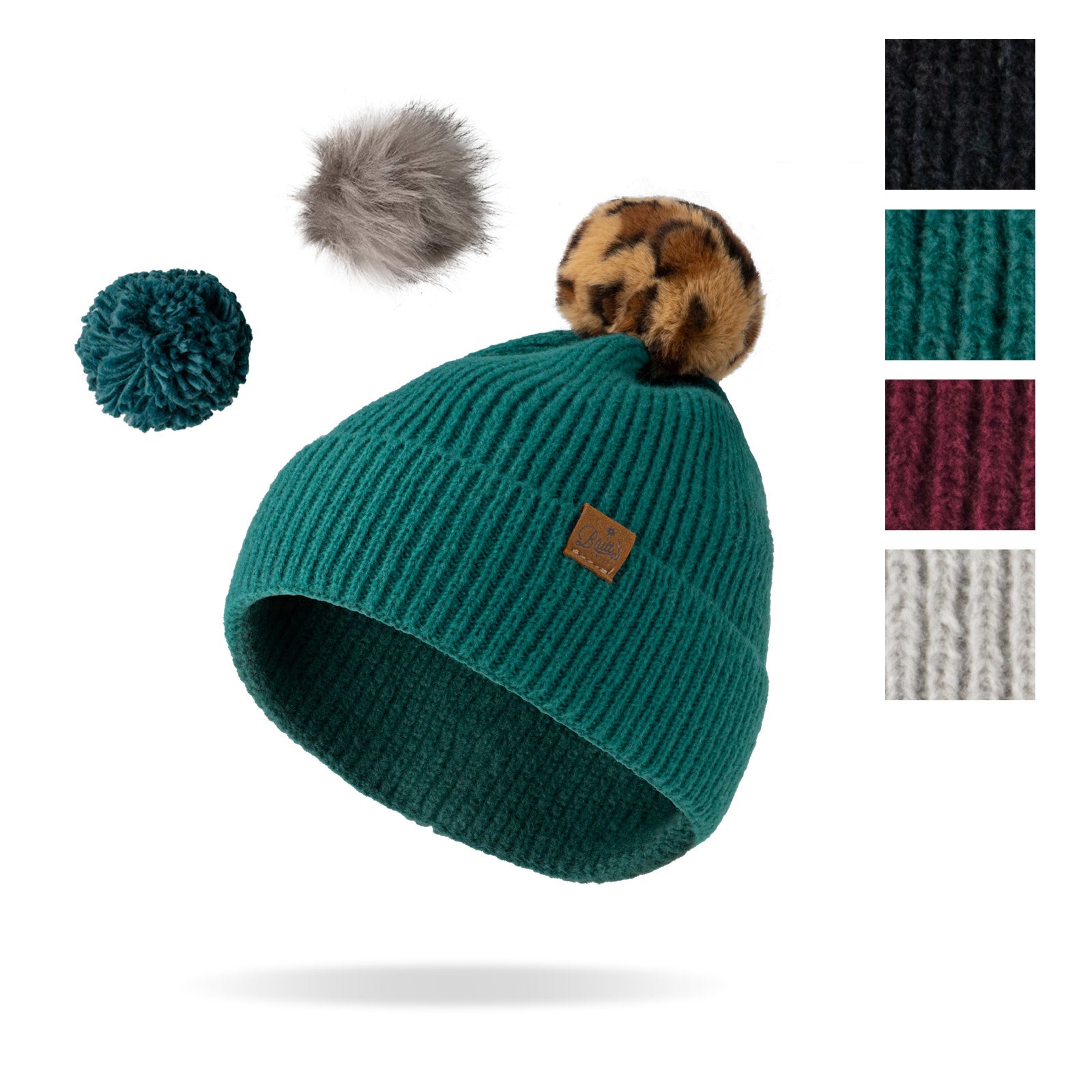 Britt s Knits Womens Snap To It Mix and Match Pom Hat Beanie