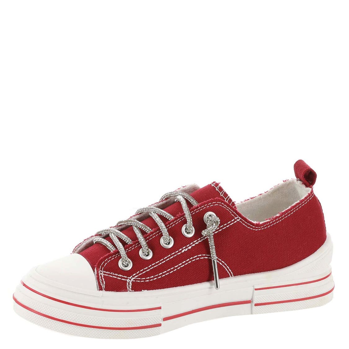 Very G Womens Aman Original Lace Up Canvas Sneaker with Sparkle Laces