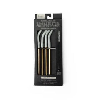 Krumbs Kitchen Elements 4-Pack Stainless Steel and Silicone Drinking Straws