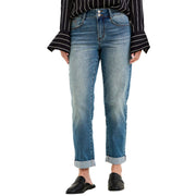Judy Blue Womens Mid Rise Boyfriend Cool Denim Jeans With Cross Back Belt Loops