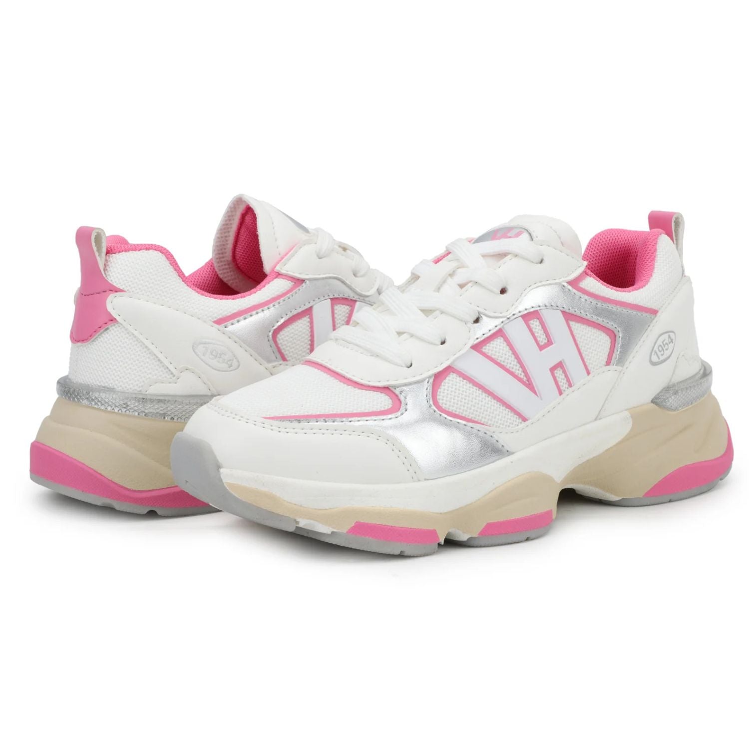 Vintage Havana Womens Dash 6 Sneakers, White/Silver/Pink