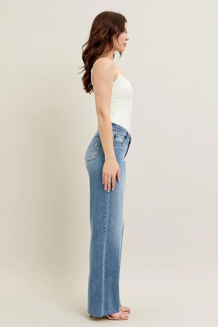 Judy Blue Womens V-Front Baggy Straight Leg Jeans