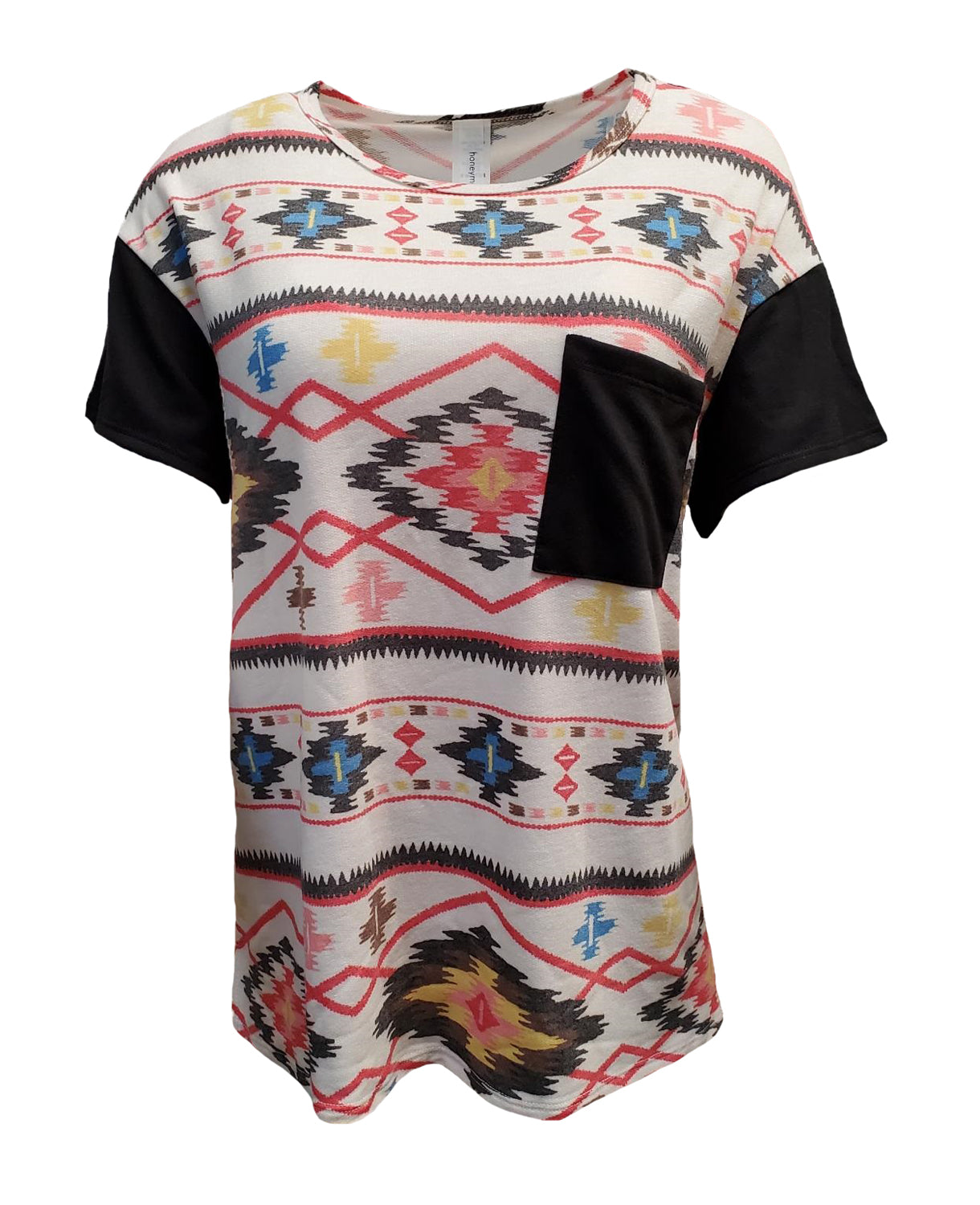 HoneyMe Womens Aztec Print Short Sleeve Tunic Top