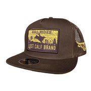 Lost Calf Mens Bullrider Brown Flat Bill Adjustable Snapback Cap Hat