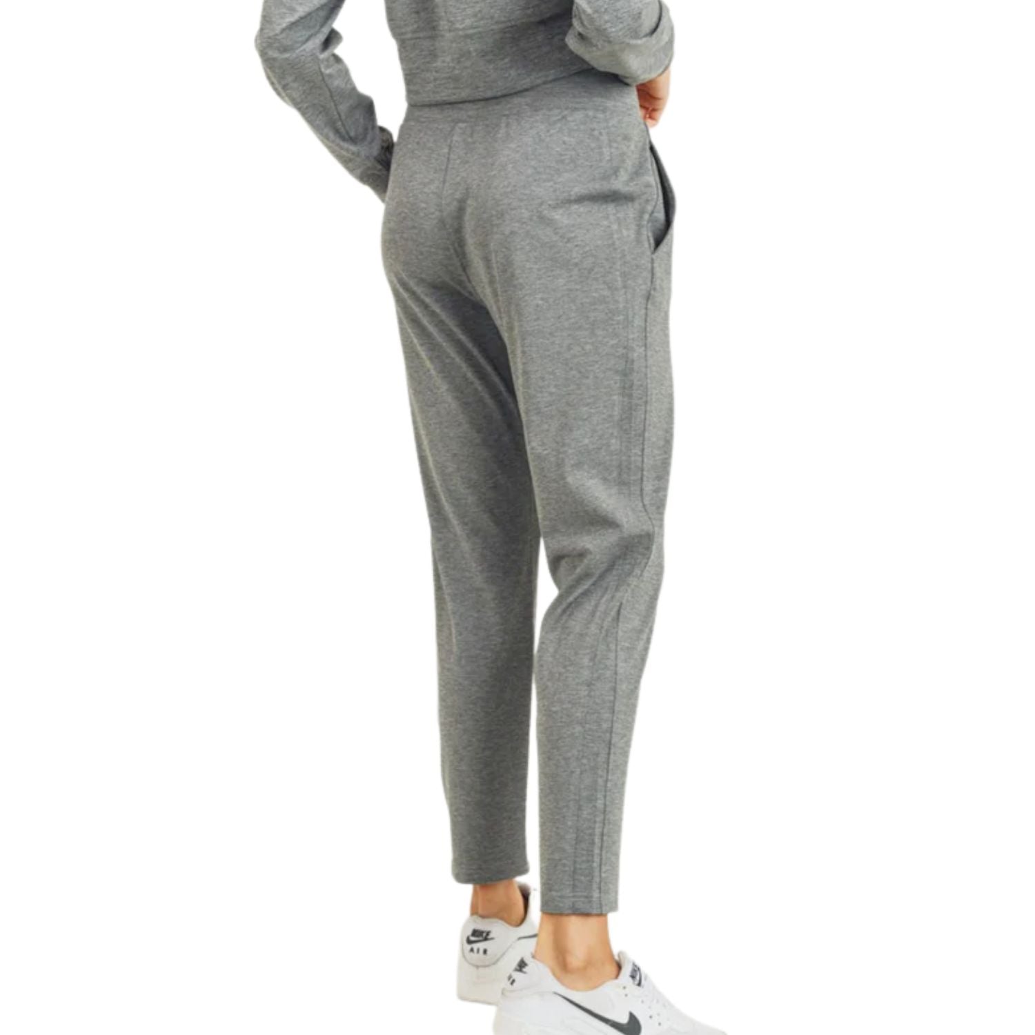 Mono B Womens Drew Side Panel Drawstring Waist Jogger Pant, Two Tone Grey