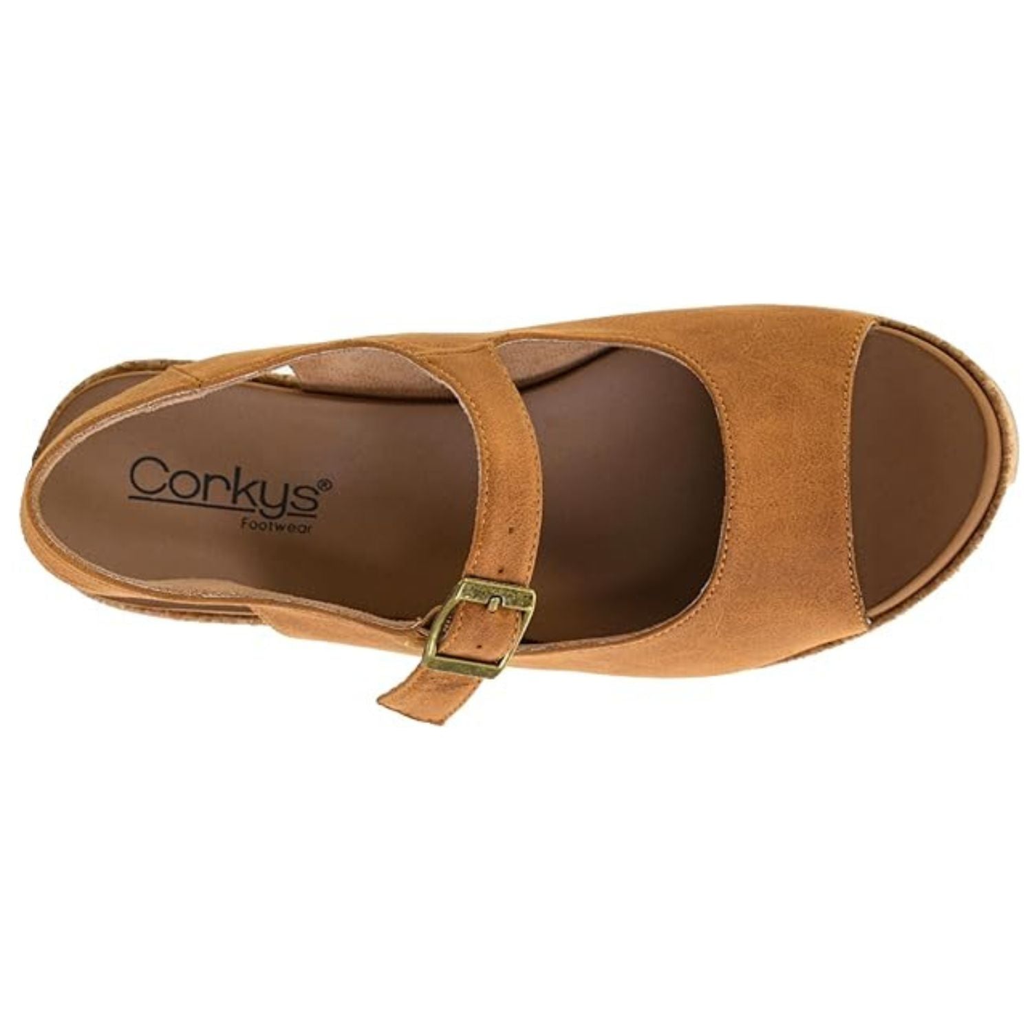 Corkys Womens Miss Behavin Faux Leather Chunky Block Heel, Camel