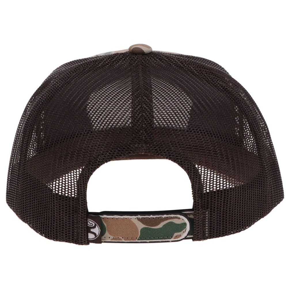 Hooey Mens "Outfitters" Curved Bill Snapback Hat- Camo/Brown with Patch