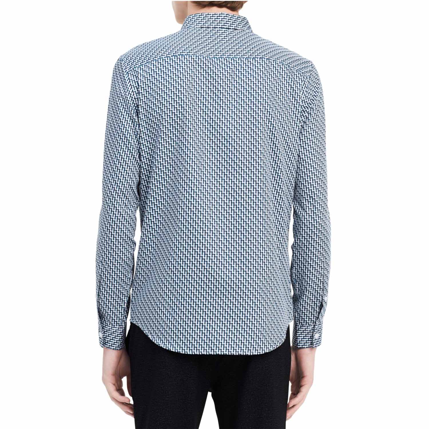 Calvin Klein Mens Step Dobby Slim Fit Dress Shirt (Cadet Navy, Medium)