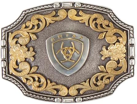 Ariat Mens Rectangle Rope Edge Floral Belt Buckle