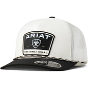 Ariat Mens Flexfit 110 Rubber Patch Adjustable Snapback Cap Hat, White/Black