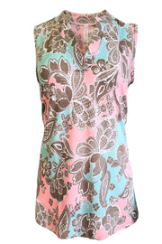 HoneyMe Womens Sleeveless Floral Print Blouse Top
