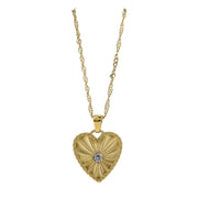 Jane Marie 18K Gold Plated Gold Heart with Crystal Twist Rope Chain Necklace