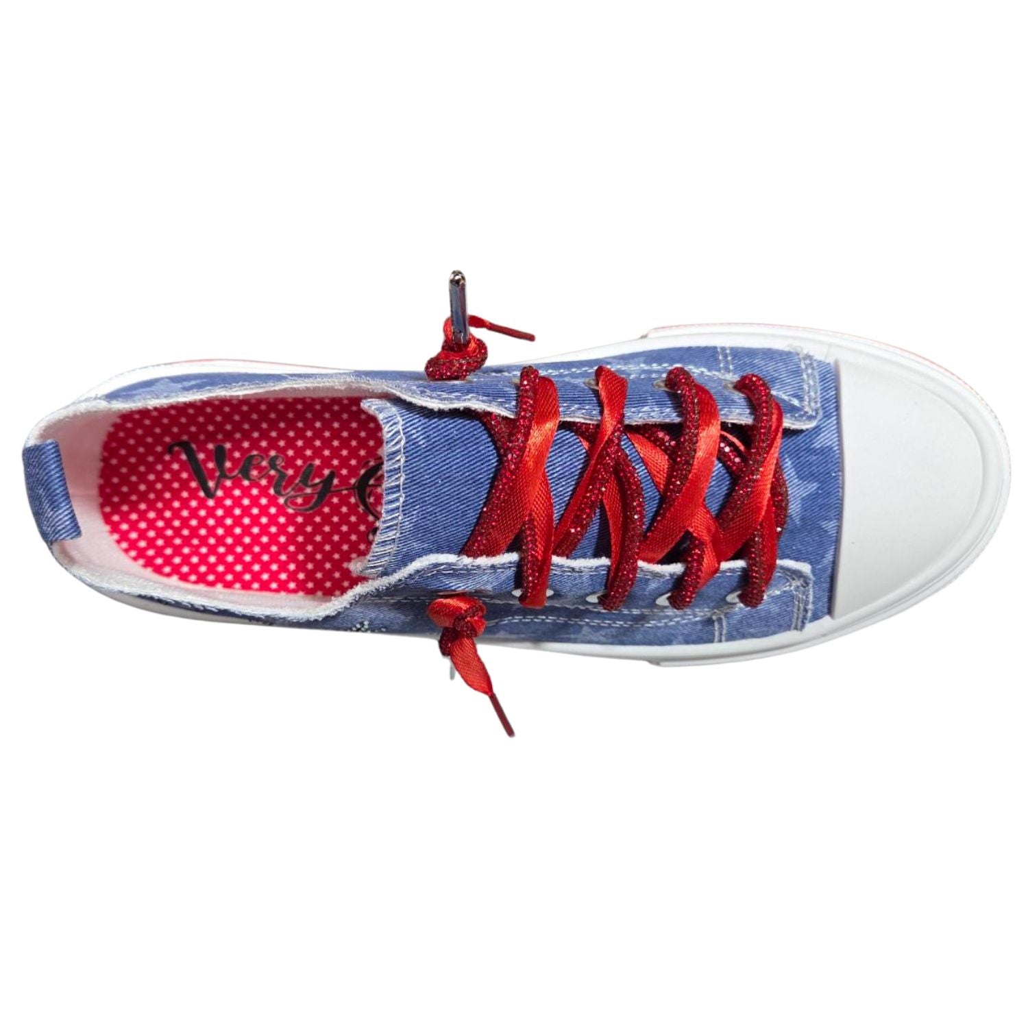 Very G Womens Aman USA Lace Up Platform Slip On Canvas Sneaker, Dark Denim