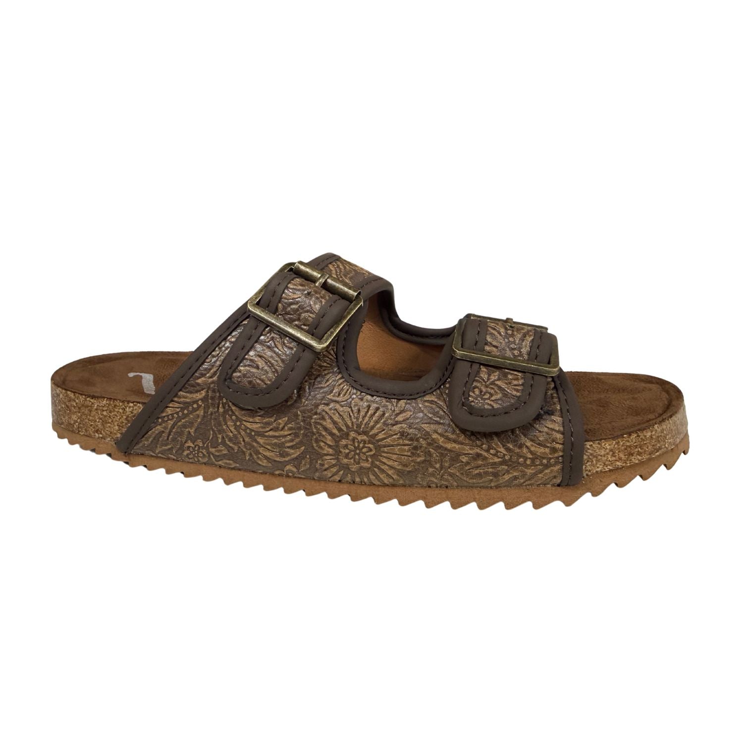 Very G Women's Berry 5 Western Floral Embossed Sandal- Chocolate