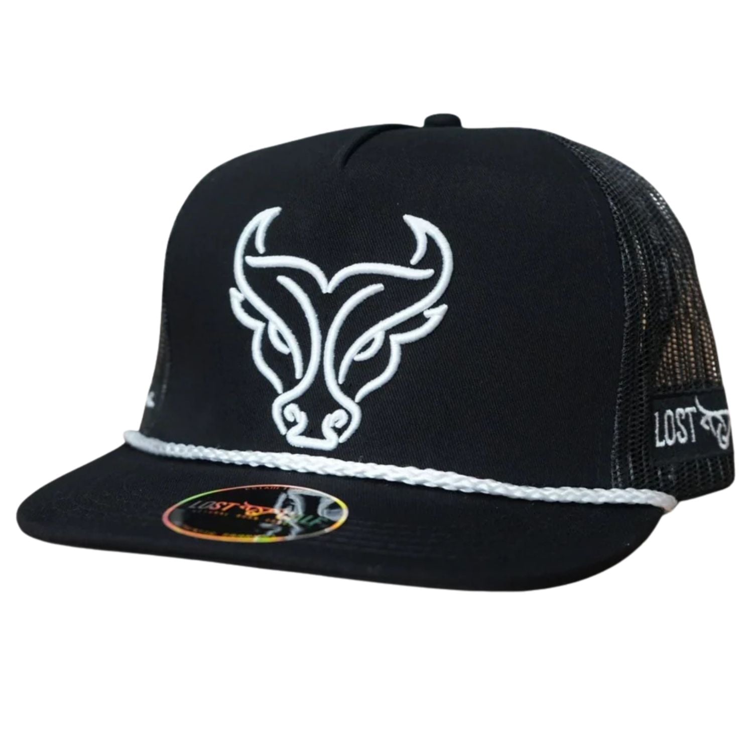 Lost Calf Mens Buffalo Black Flat Bill Adjustable Snapback Cap Hat