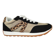 Very G Womens Joel Lace Up Platform Slip On Fashion Sneaker, Black Leopard