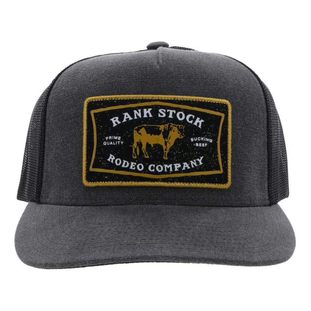 Hooey Mens Rank Stock Logo Adjustable Snapback Trucker Cap Hat- Charcoal/Black