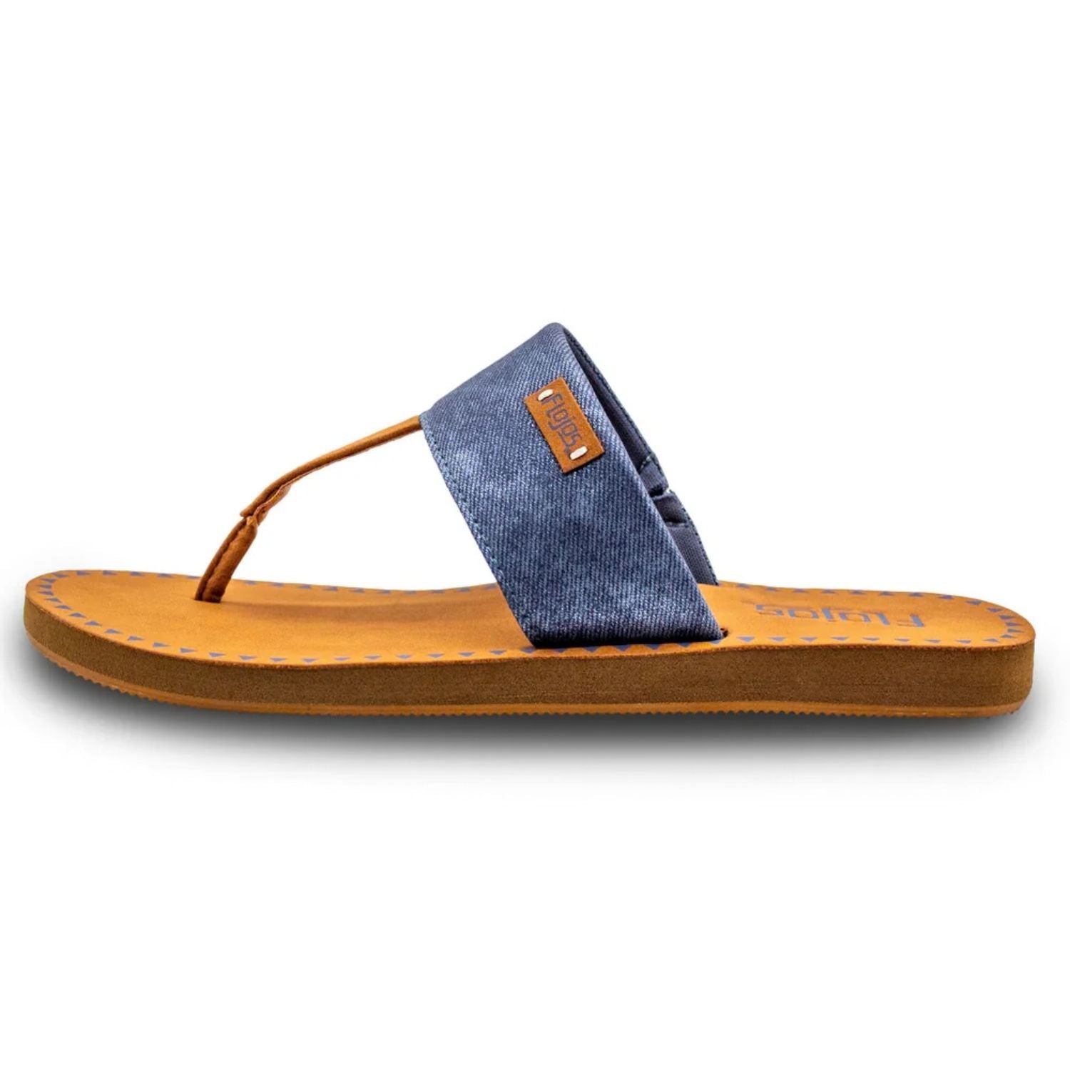 Flojos Womens Grace Slip On Arch Support Hooded Thong Sandal, Denim Metallic