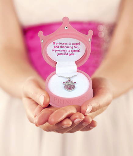 Sparkling Princess Pendant Necklace, Crown Gift Box and Interior Sentiment