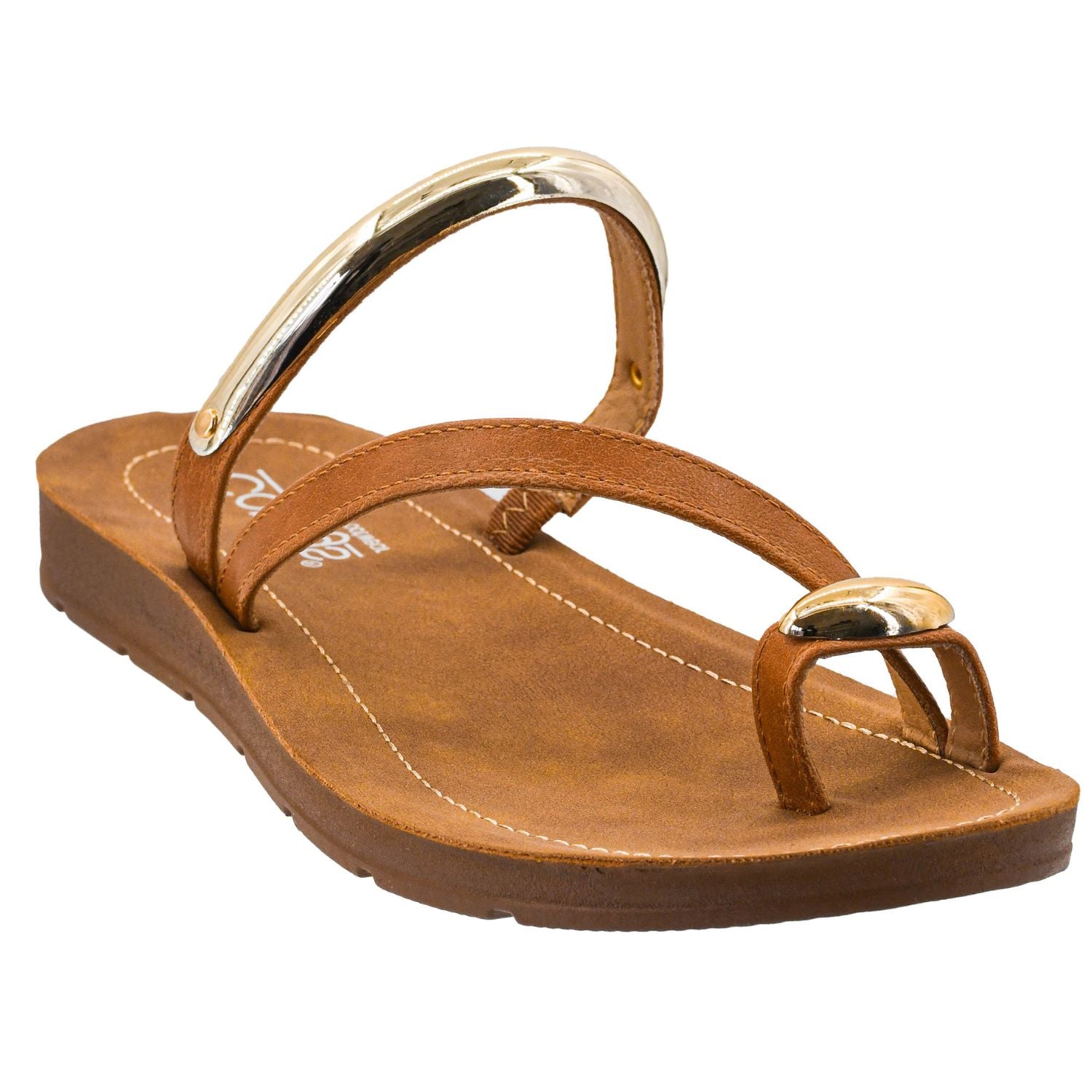 Corkys Footwear Hit The Strip Strappy Sandals with Gold Embellishments, Cognac