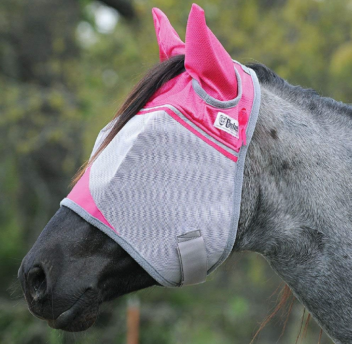Cashel Crusader Horse Fly Mask with Ears, Breast Cancer Pink