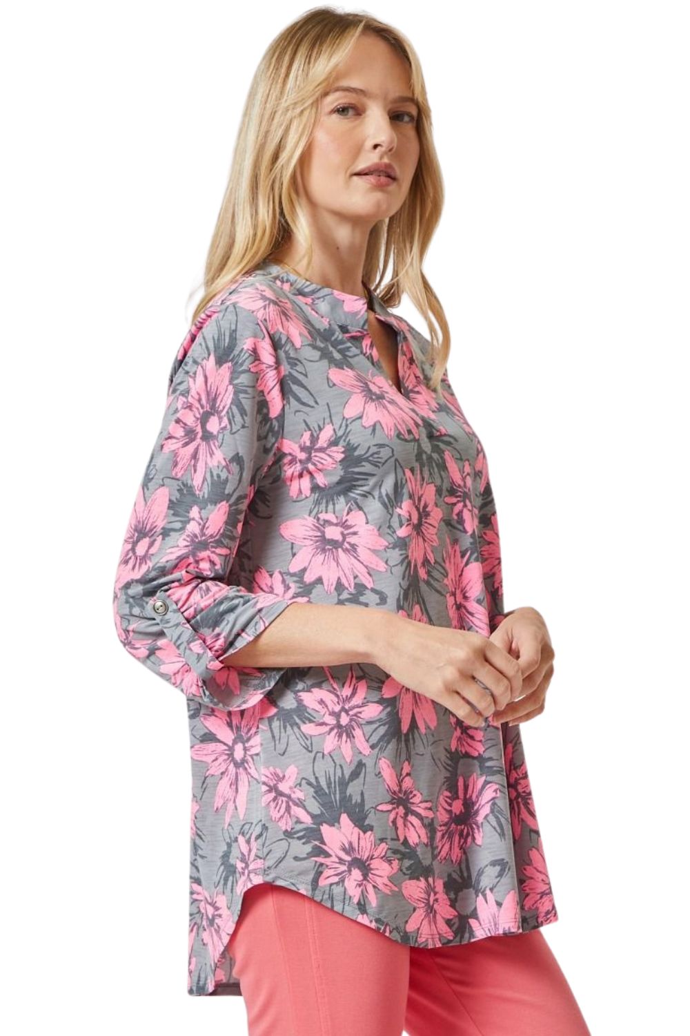 Dear Scarlett Womens Lizzy Relaxed Flowy High Low Blouse