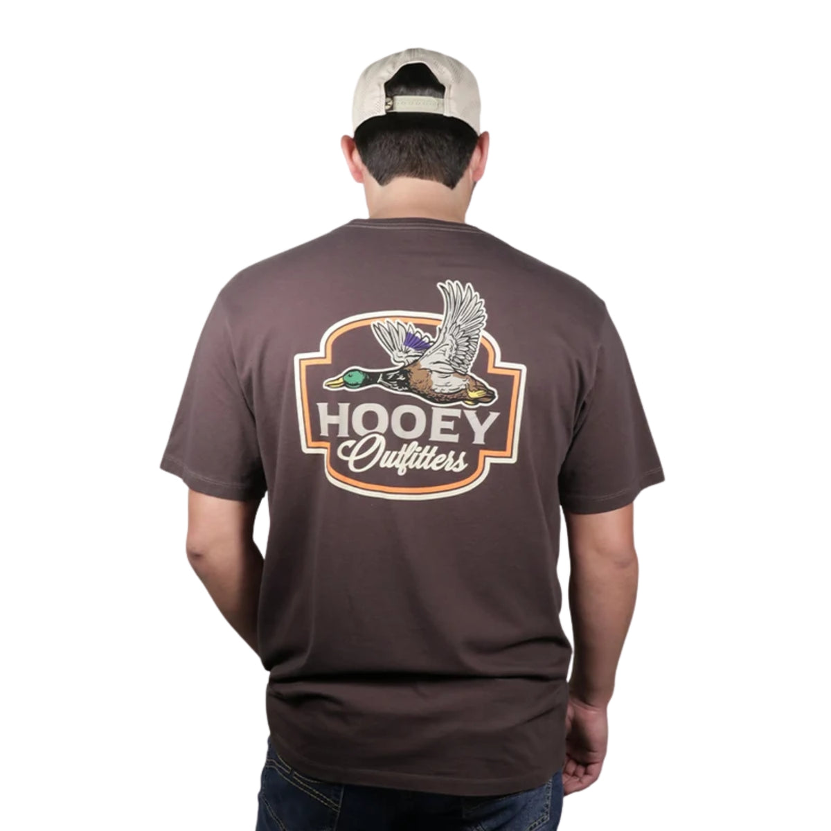 Hooey Men's Flock Shot Bird Logo Short Sleeve T-Shirt, Dark Brown