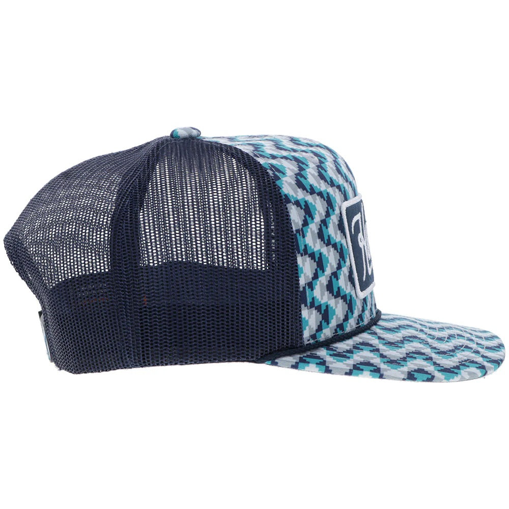 Hooey Mens Lakota Embroidered Patch Snapback Hat- Turquoise/Navy Pattern