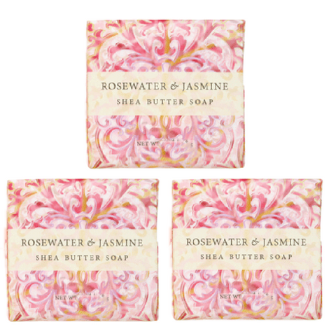 Greenwich Bay Trading Co. Botanic 1.9oz Soaps, Rosewater & Jasmine, 3 Pack