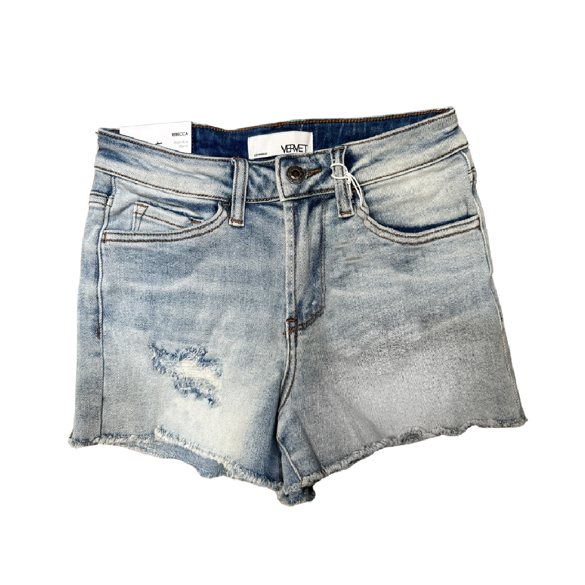 Vervet by Flying Monkey Womens Rebecca Raw Hem Denim Shorts