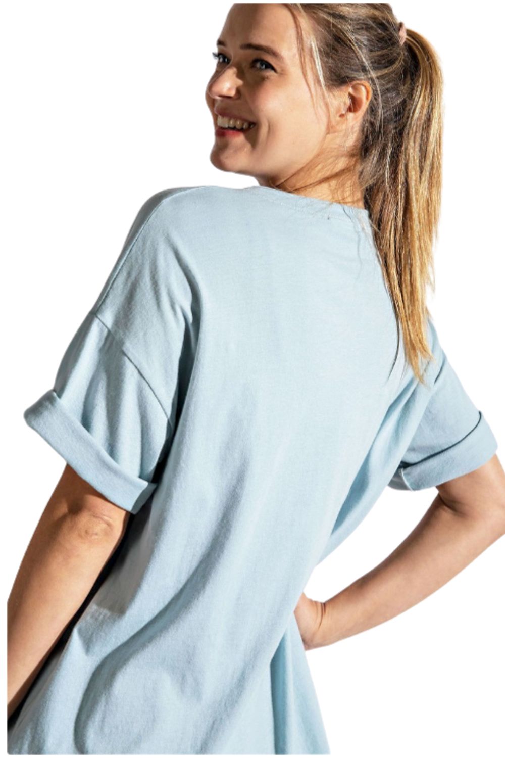 Rae Mode Womens Animal Print V-Neck Slit Side Short Sleeve Pockets