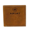 Ariat Mens Leather Embossed Shield Logo Bi-fold Wallet, Brown