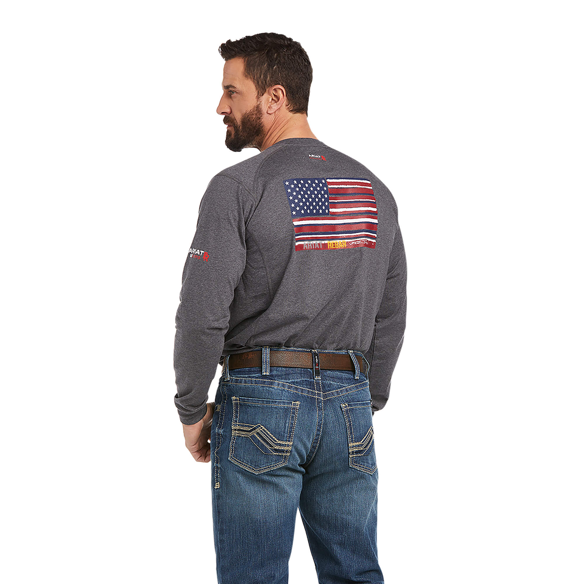 Ariat Mens FR Air Brand Flag Graphic Long Sleeve Shirt