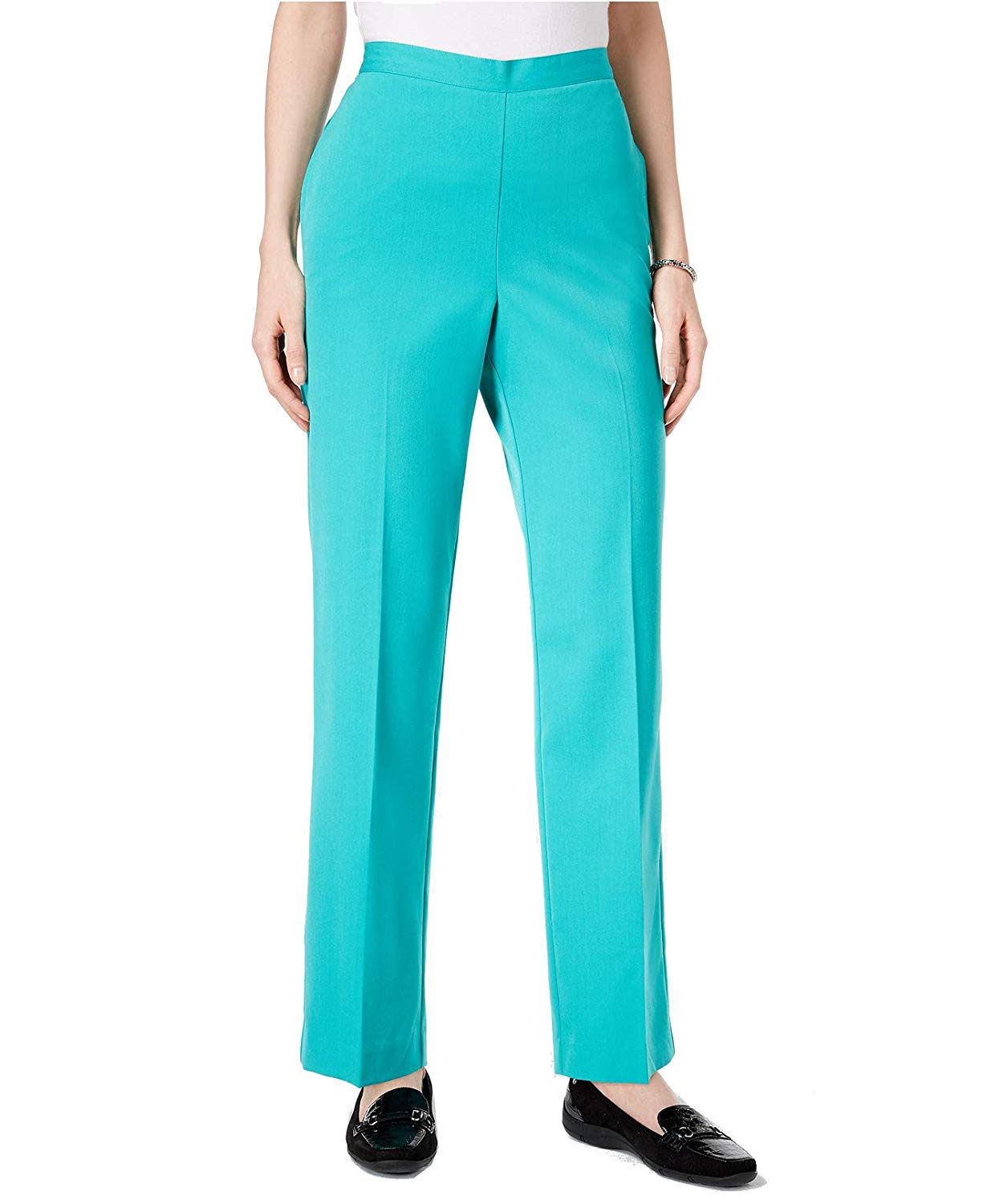 Alfred Dunner Womens Pull-On Straight-Leg Pants (Jade, 8 Short)