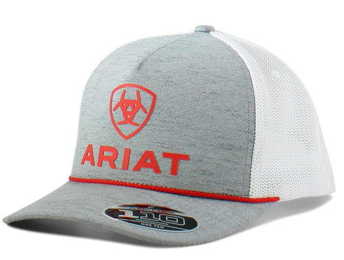 Ariat Mens Flexfit Red Logo Western Snapback Trucker Hat