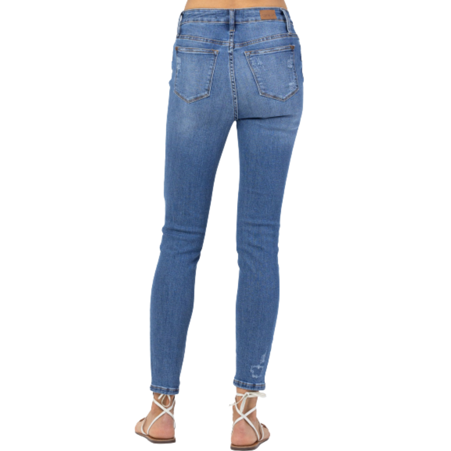 Judy Blue Womens Distressed High Rise Lemon Patch Skinny Jeans